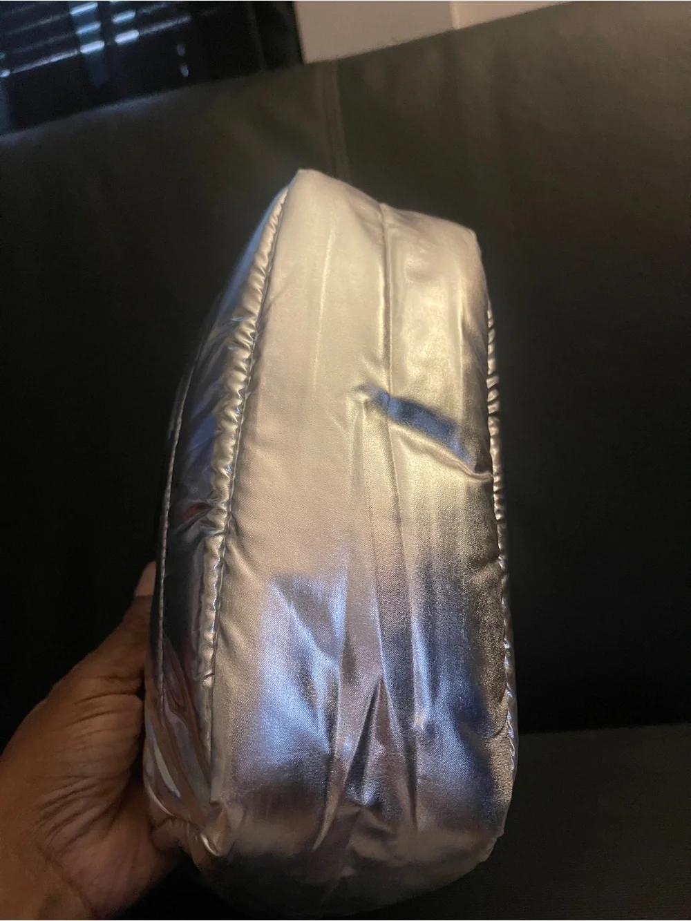 MONCLER PARFUMS SILVER GWP NOVELTY Puffer Quilted Pouch NEW UNISEX